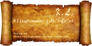 Klinghammer Lóránt névjegykártya